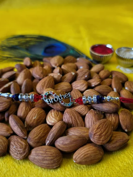 brother with colored stone rakhi