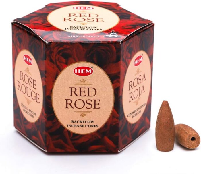 Hem Red Rose Backflow Incense Cones - 40 Piece Pack