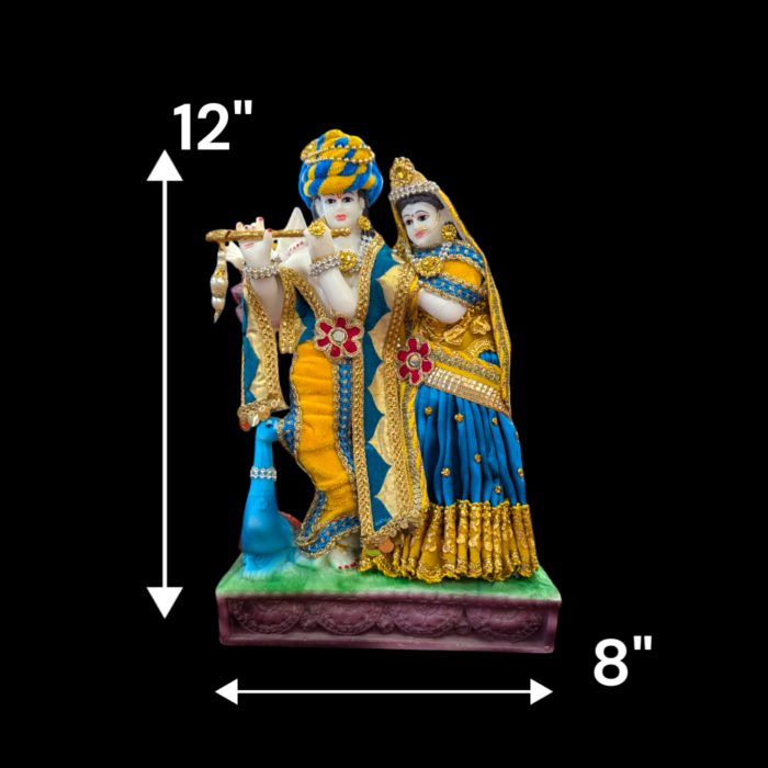 Dimensions on Radha Krishna Statue with blue dress