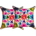 Image of Handmade embroidery Cushion Covers, These cushion covers are made with cotton with colored wool embroidery done in India