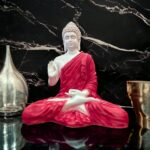 Large Meditating Buddha Statue-14 inch | Red White