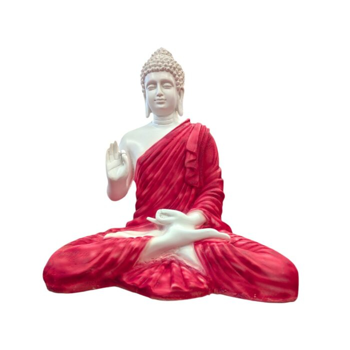 Large Meditating Buddha Statue-14 inch | Red White