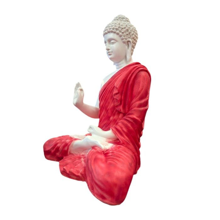 Large Meditating Buddha Statue-14 inch | Red White
