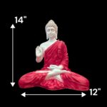Dimensions of Large Meditating Buddha Statue-14 inch | Red White