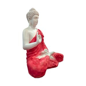 Side view of Large Meditating Buddha Statue-14 inch | Red White