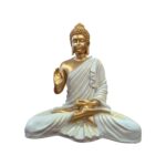 Large Meditating Buddha Statue-14 inch | White Gold