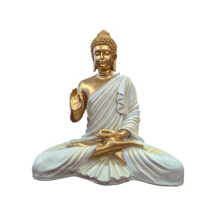 Large Meditating Buddha Statue-14 inch | White Gold
