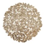 Image of a leaf shaped golden table mat. Perfect table mats for Diwali Decorations in Canada and the USA