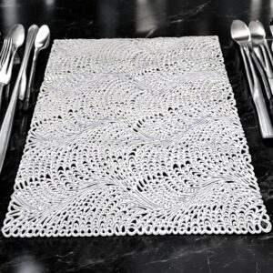 Image of a rectangle silver table mat. Perfect table mats for Diwali Decorations in Canada and the USA