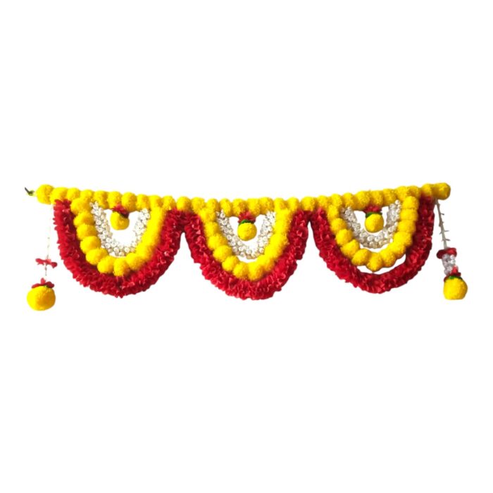 Artificial flower toran for main door decor on Diwali