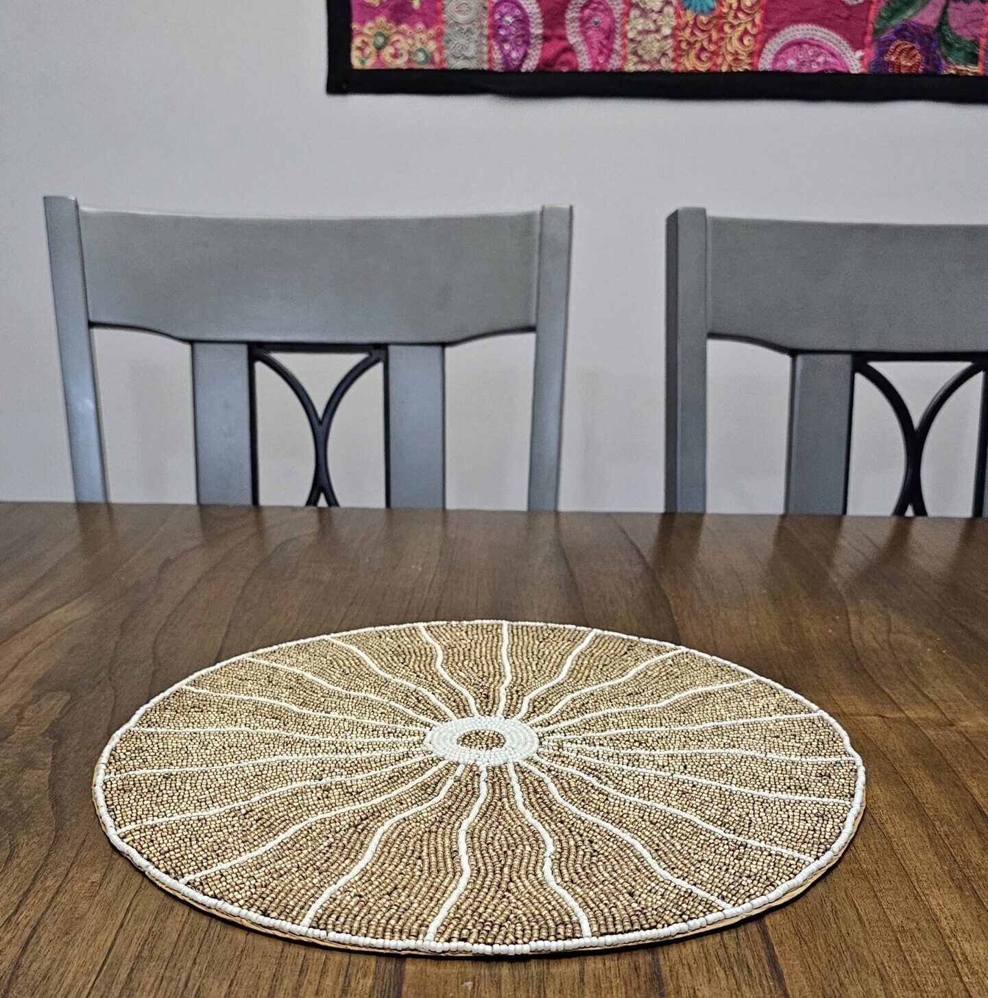 Set of 2 beaded coasters set for living room and dinning table