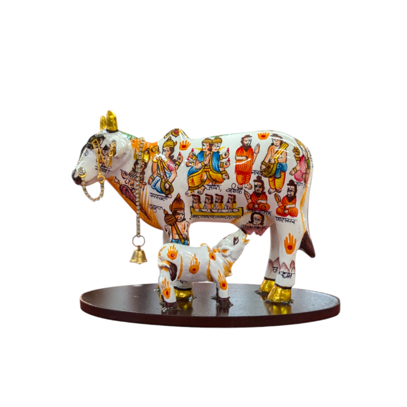 Kamdhenu Cow with calf, depicting annapurna as the life giving powe.