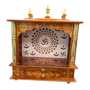 Image of a hand painted wooden mandir for your home and office in Canada and the US