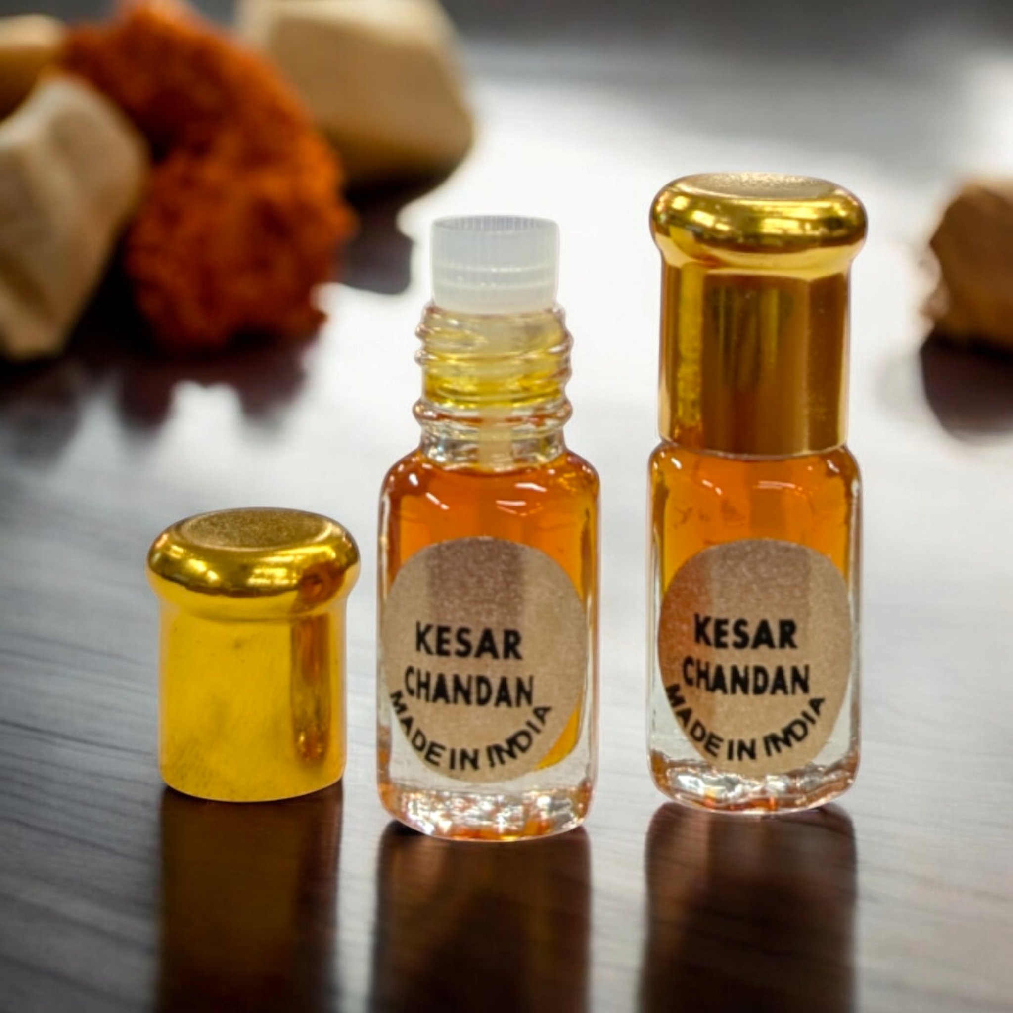 Attar Perfume oil from India - Kesar Chandan - Saffron and Sandalwood