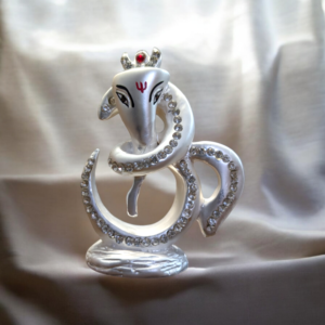 Pure Silver Plated Ganesh with Om Idol for you Car.Dashboard