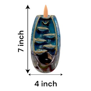 teal fog fountain - backflow incense cone holder - 7 inches tall - 4 inches wide