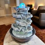 Tabletop water fountain - multi face design with a revolving ball on top