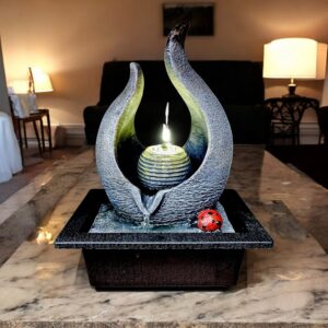 Image of a tabletop water fountain - dancing flame design, Adds warmth to your licing room and foyer.