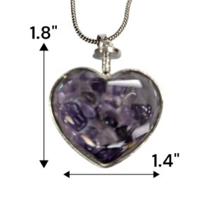 Amethyst natural stone necklace - Heart | Crown Chakra Stone