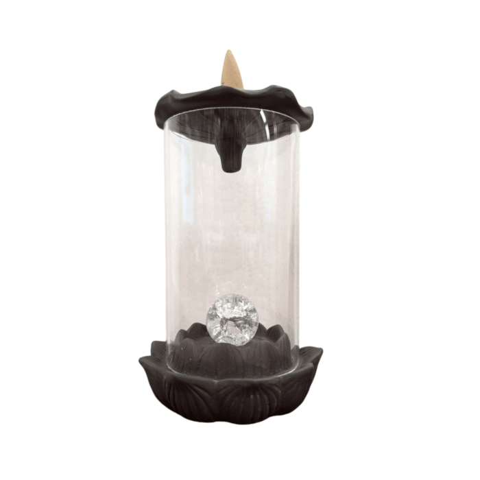 Ceramic Backflow Incense Burner with LED Crystal Ball & Windproof Cover - Image 4