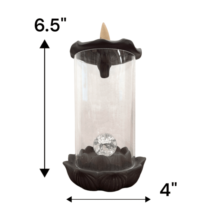 Ceramic Backflow Incense Burner with LED Crystal Ball & Windproof Cover - Image 2