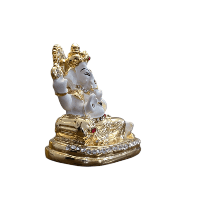 Car Dashboard Singhasan Ganesh Murti-White - Image 4