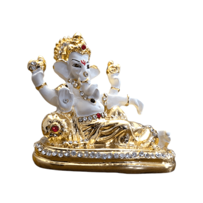 Car Dashboard Singhasan Ganesh Murti-White - Image 5