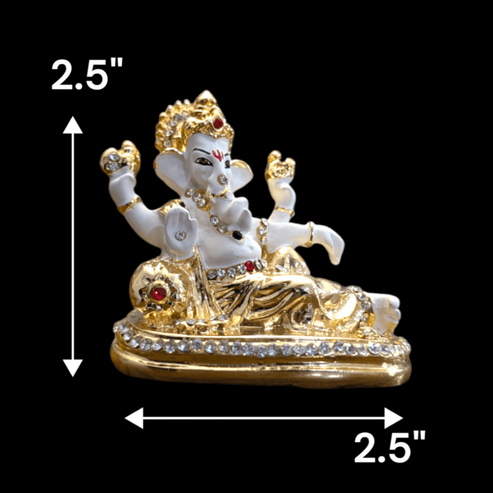 Car Dashboard Singhasan Ganesh Murti-White - Image 2