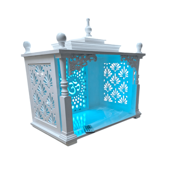 White Pooja Mandir | Home Temple with Led Light