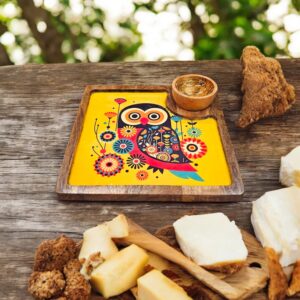 10-Inch Square Owl-Themed Serving Platter with Bowl