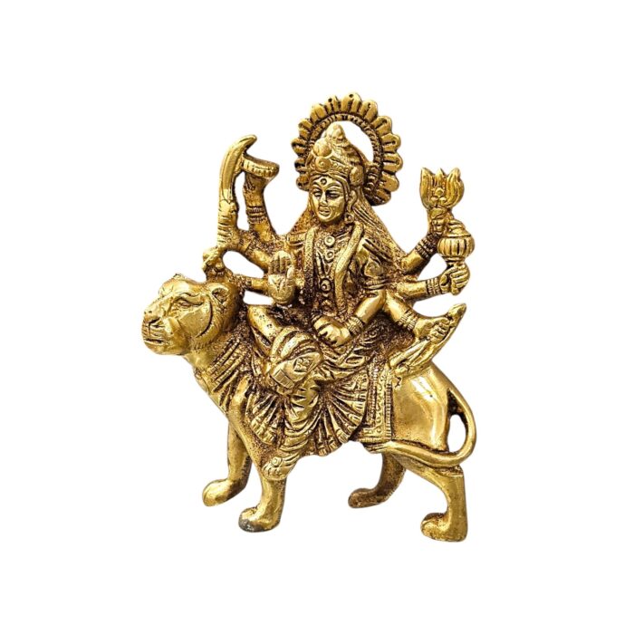 Fine Brass Maa Durga Statue - 5 Inch, Handcrafted in India