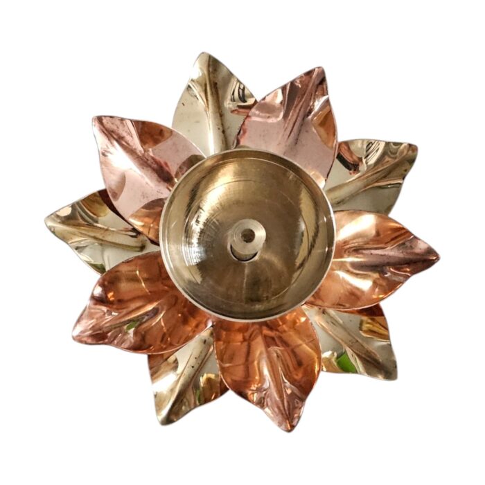 Brass and Copper Lotus Diya - Pack of 2