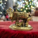 Brass Kamdhenu Statue - Cow and calf statue