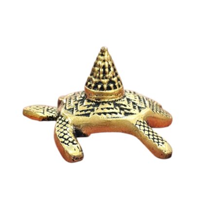 Golden Brass Meru Shree Yantra on Tortoise Statue