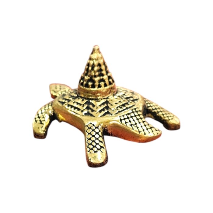 Golden Brass Meru Shree Yantra on Tortoise Statue