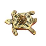 Golden Brass Meru Shree Yantra on Tortoise Statue