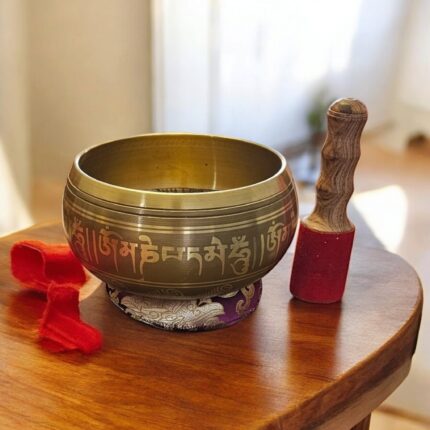 Tibetan Singing Bowl with wooden striker and Cushion