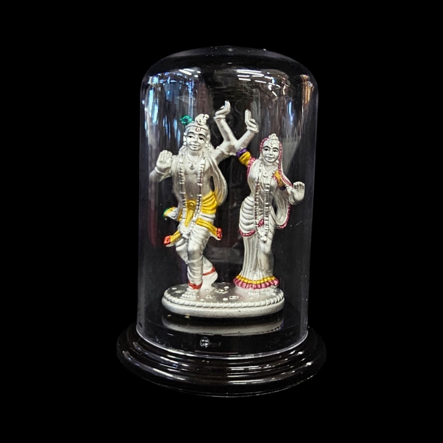 Pure silver Radha Krishna idol in dome