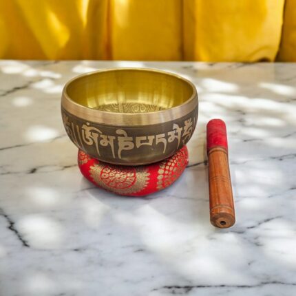 Tibetan Singing Bowl Set with Ganesha and with Om Mani Padme Hum mantra