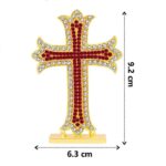 Holy Cross Idol Red Cross Idol Metal with Stones | Statue for Car Dashboard