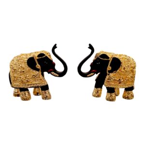 Gold Plated pair of elephant Idols