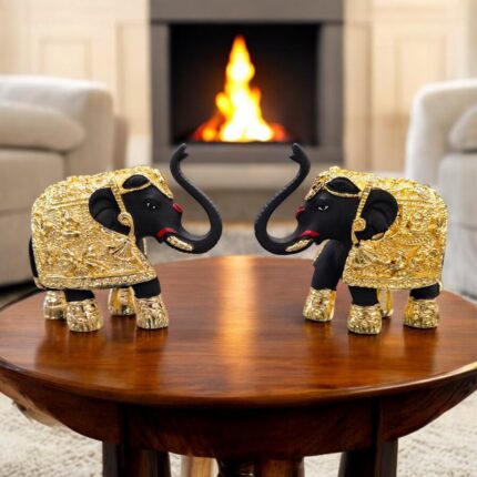 Gold Plated pair of elephant Idols - 3 inch