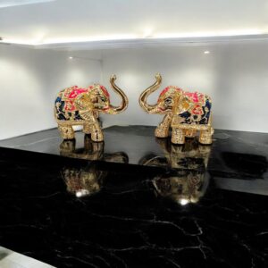 Gold Plated pair of elephant Idols