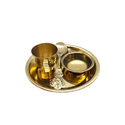 Brass thali set for Bhog - small - 3.75 inch