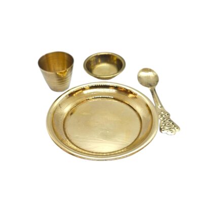 Brass thali set for Bhog - small - 3.75 inch