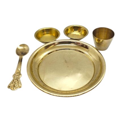 Brass thali set for Bhog - small - 4 inch