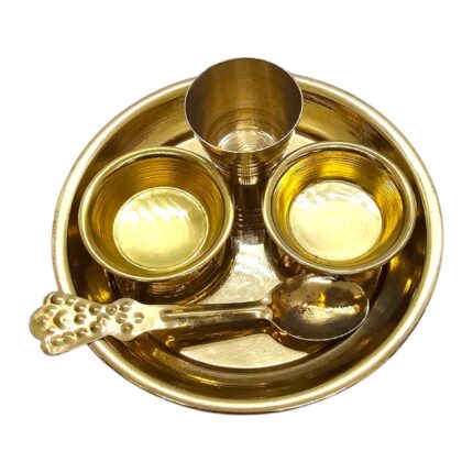 Brass thali set for Bhog - small - 4 inch