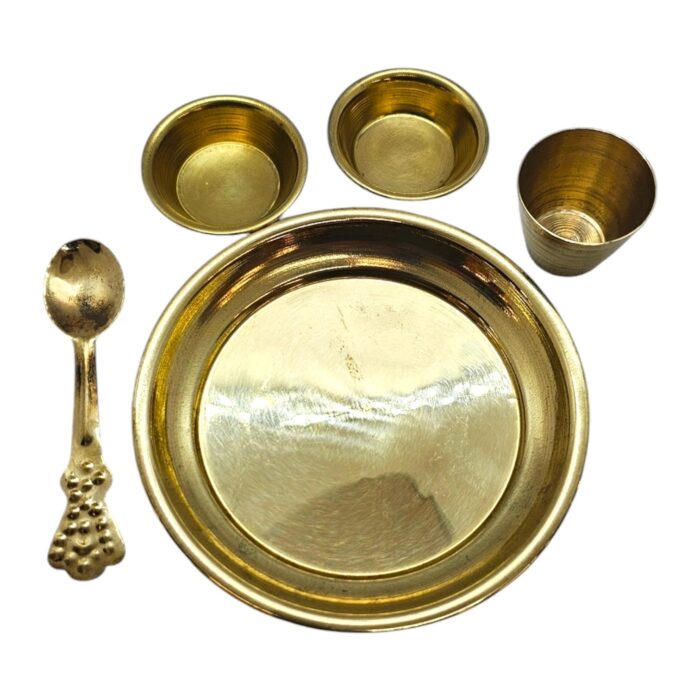 Brass thali set for Bhog - small - 4 inch