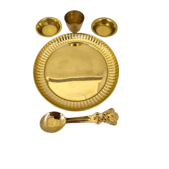 Brass thali set for Bhog - small - 4.5 inch