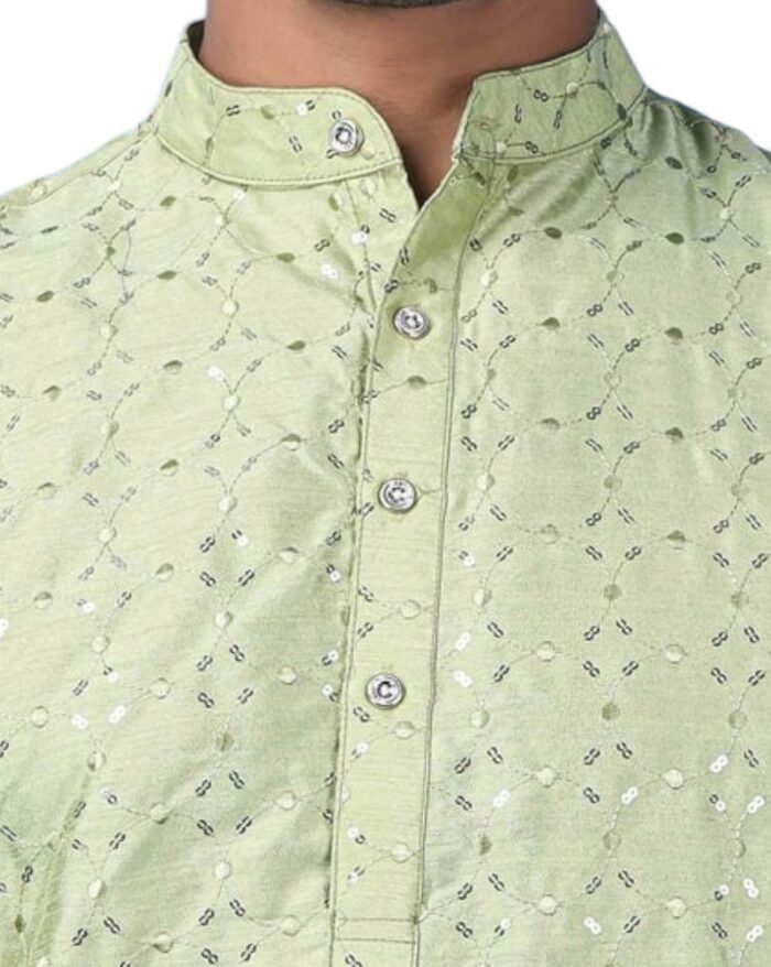 Pista Green Jacquard Sequin Kurta